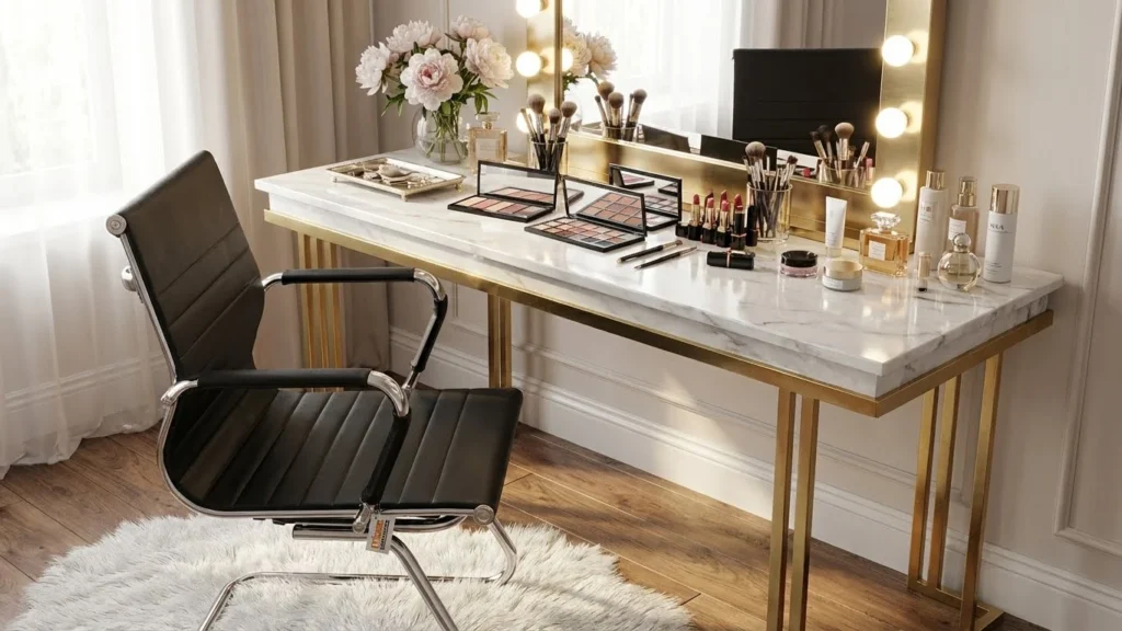 Cadeira fixa de penteadeira